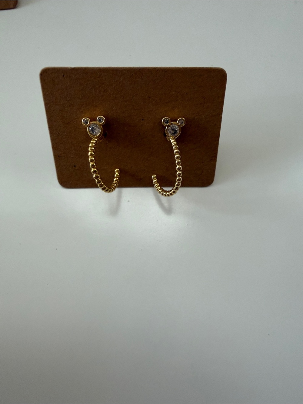 Gold Hoop Earrings with Crystal Accent - Women's Jewelry